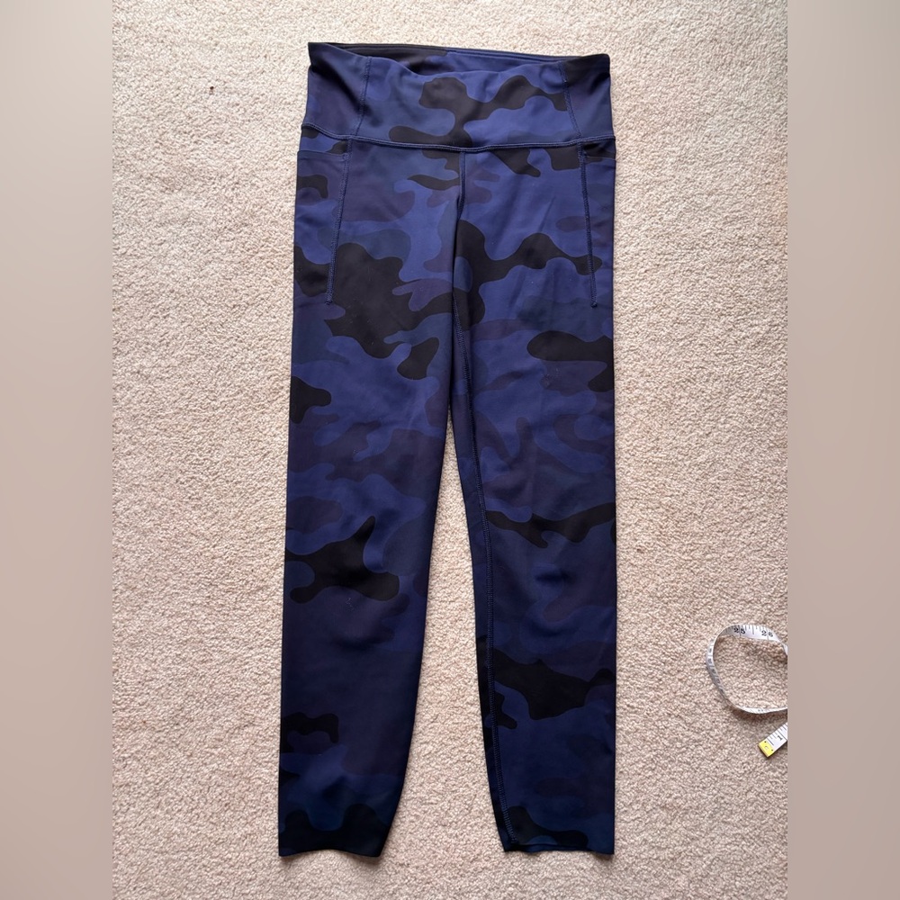 GapFit Recycled Power Camo Leggings Blue Navy Size S Regular High Rise Workout